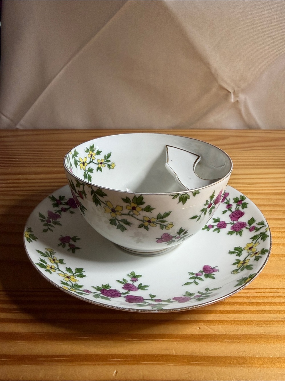 Antique Limoges France T&V Mustache Cup and Saucer Set Floral 1907-1919 - Picture 2 of 11